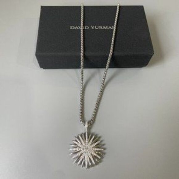 David Yurman Starburst Pendant with Pav Sterling Silver Necklace - Picture 3 of 7